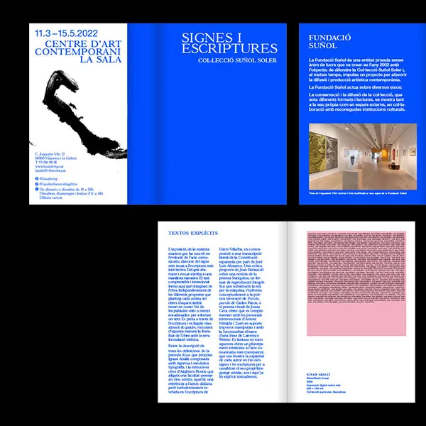 Identidad gráfica para la exposición "Signes i escriptures". Fundació Suñol.