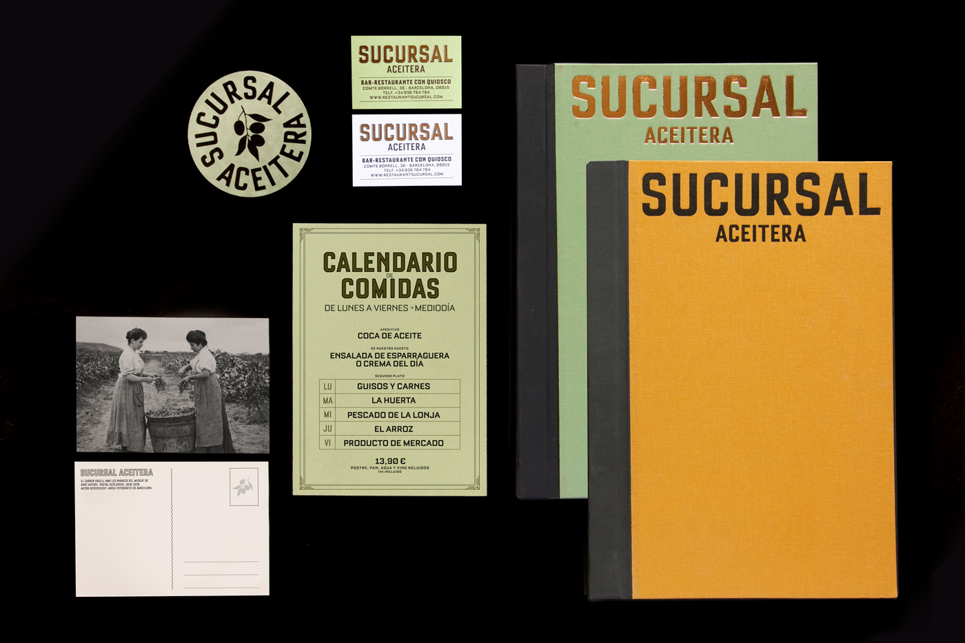 Gráfica para el restaurante Sucursal Aceitera. Diseño de menús.